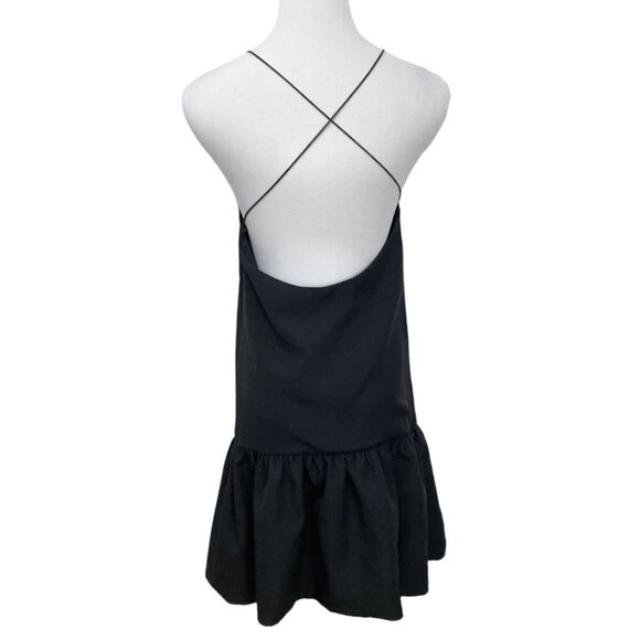 NEVER FULLY DRESSED MAGGIE BLACK CRISS CROSS DROP WAIST MINI RUFFLE DRESS - 2 - Picture 4 of 10